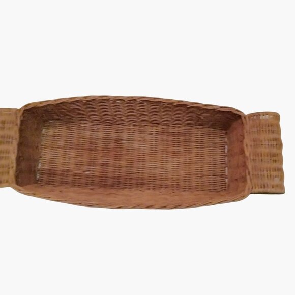 Other - Rectangular Wicker Bread Basket Handles 17 X 6 Natural Fiber